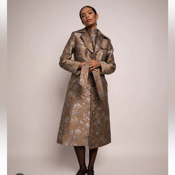 NWT Cara Cara The Karlie Trench Coat in Jacquard Garden